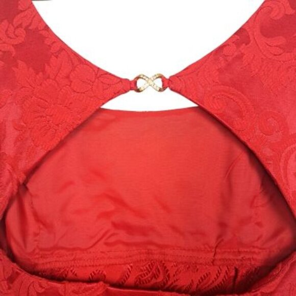 Vintage Jessica McClintock Gunne Sak Damask Brocade Little Red Dress - Picture 4 of 8